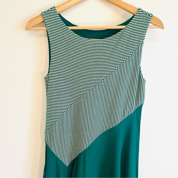 Anthropologie Maeve kelly green and white asymmetrical dress - Picture 4 of 10